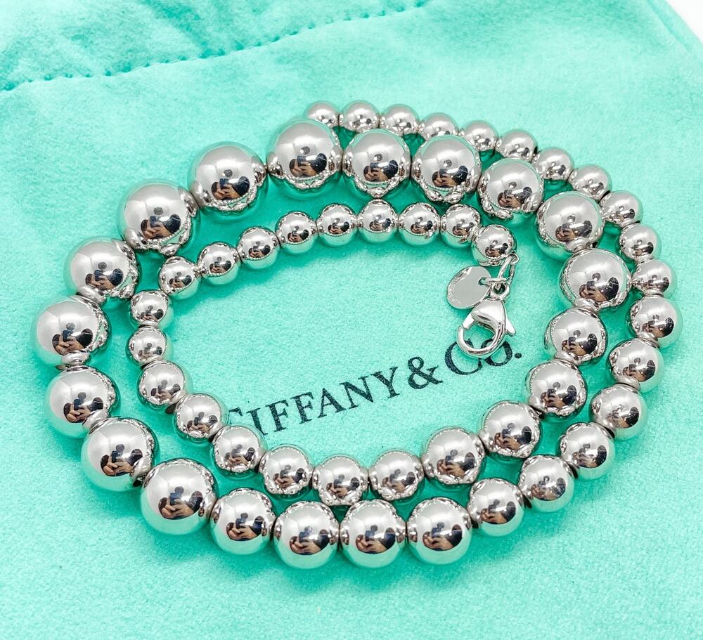 Tiffany & Co HardWear Sterling Silver 6-11mm Graduated Ball Bead Necklace 16"